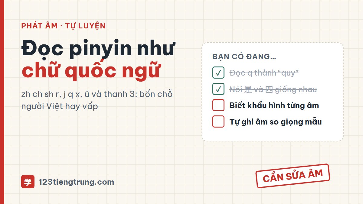 Âm tiếng Trung người Việt hay phát âm sai: zh ch sh r, j q x, ü