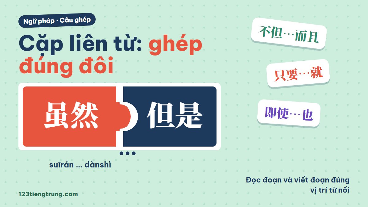 Cặp liên từ tiếng Trung: 虽然…但是, 不但…而且, 只要…就, 即使…也